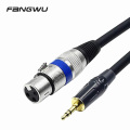 Cabo de áudio balanceado de 3 pinos XLR fêmea para AUX 3,5 mm com alto-falante e microfone